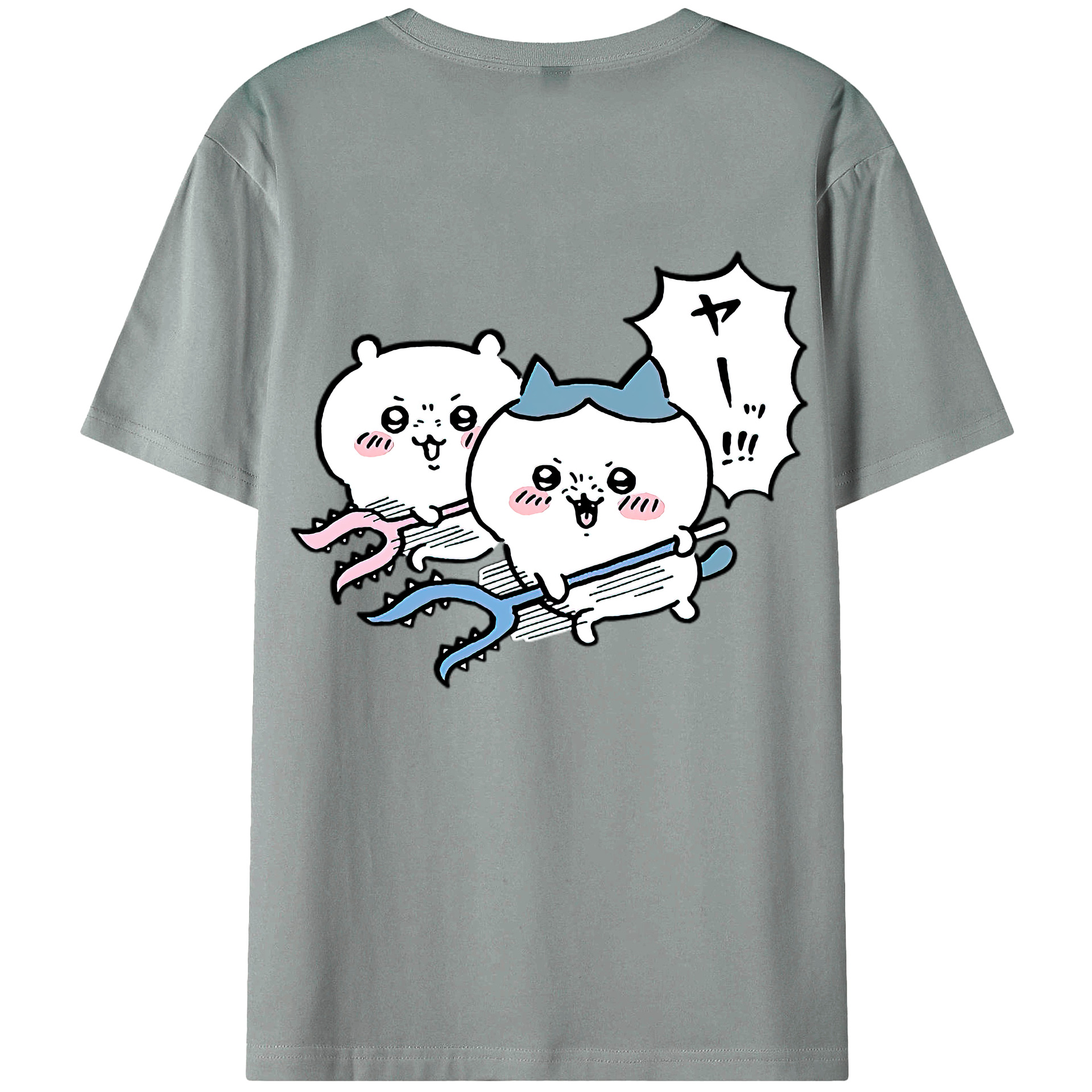 （画像用） ちいかわ ハチワレ Chii-kawa hachiware 綿100％ メンズ半袖Tシャツ（バックプリント） 通気性